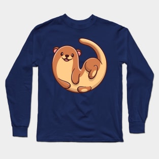 Cute Otter Cartoon Illustration Long Sleeve T-Shirt